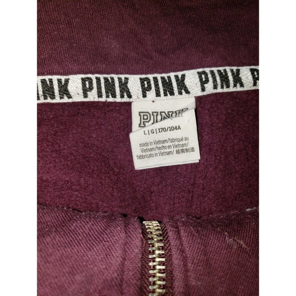 Victoria Secret PINK Oversize graphic Burgundy Mock Neck Sweatshirt Size Large‎ - Picture 3 of 5